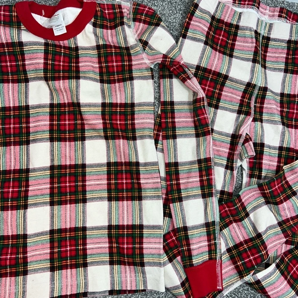 Hanna Andersson Long John Pajama Set Plaid Kids Pajamas - Red and Green size 14